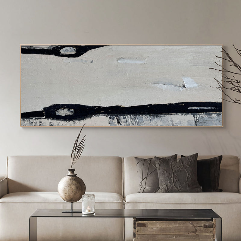 Large Black Grey Abstract Art, Abstract Canvas Wall Art Modern Abstract Acrylic Painting For Sale