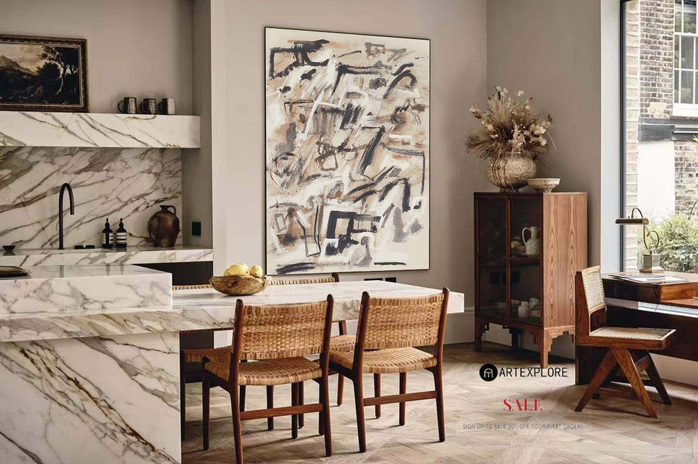Beige Painting Beige Canvas Art Abstract Painting Beige Minimalist Abstract Wabi-sabi Painting