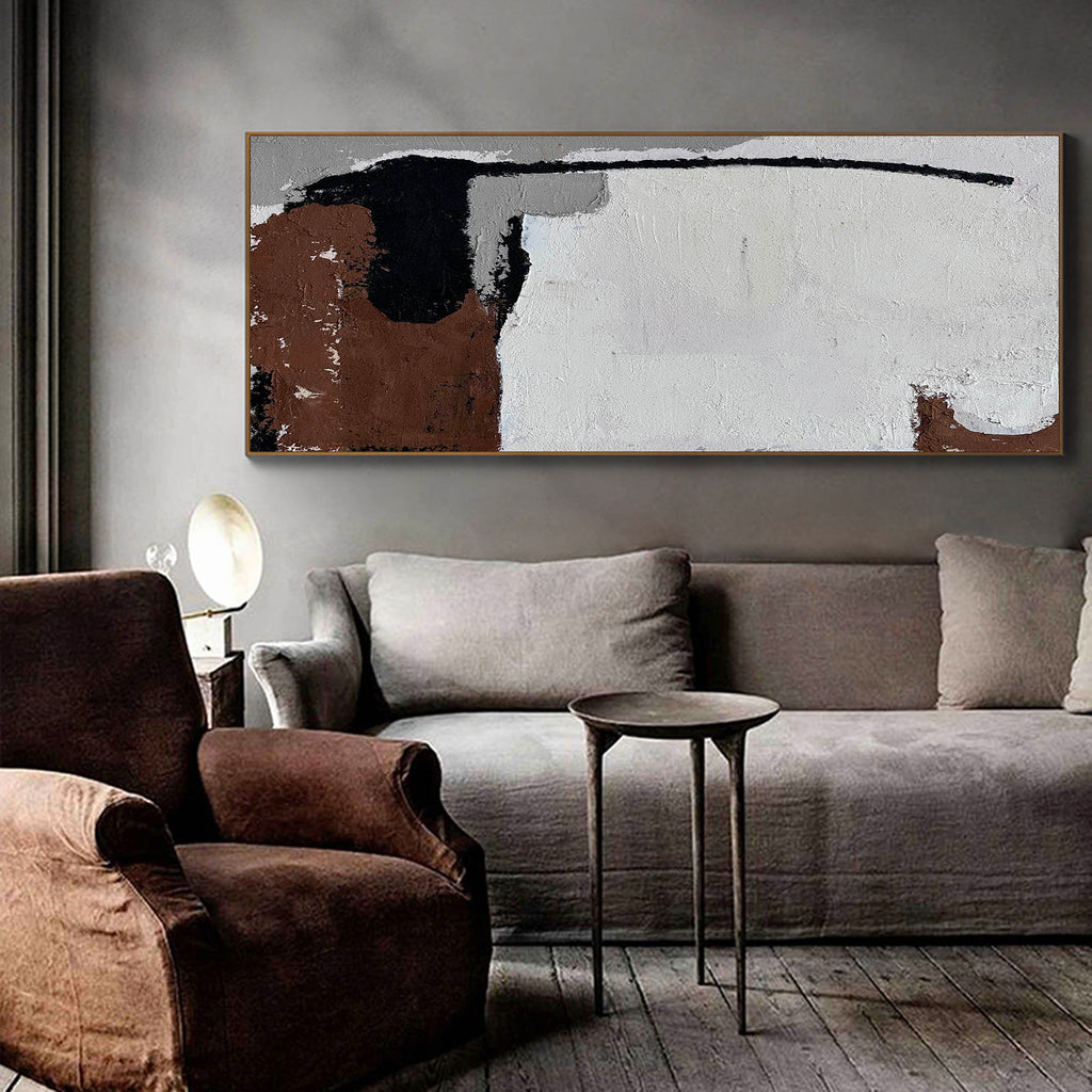 Extra Large Brown Grey Abstract Wall Art, Modern Interior Canvas Wall