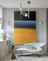 Modern Black Gold Blue Minimalist Painting Abstract Oil Painting Canvas Wall Art For Sale