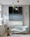 Modern Black Blue Minimalist Painting Abstract Oil Painting Canvas Wall Art For Livingroom