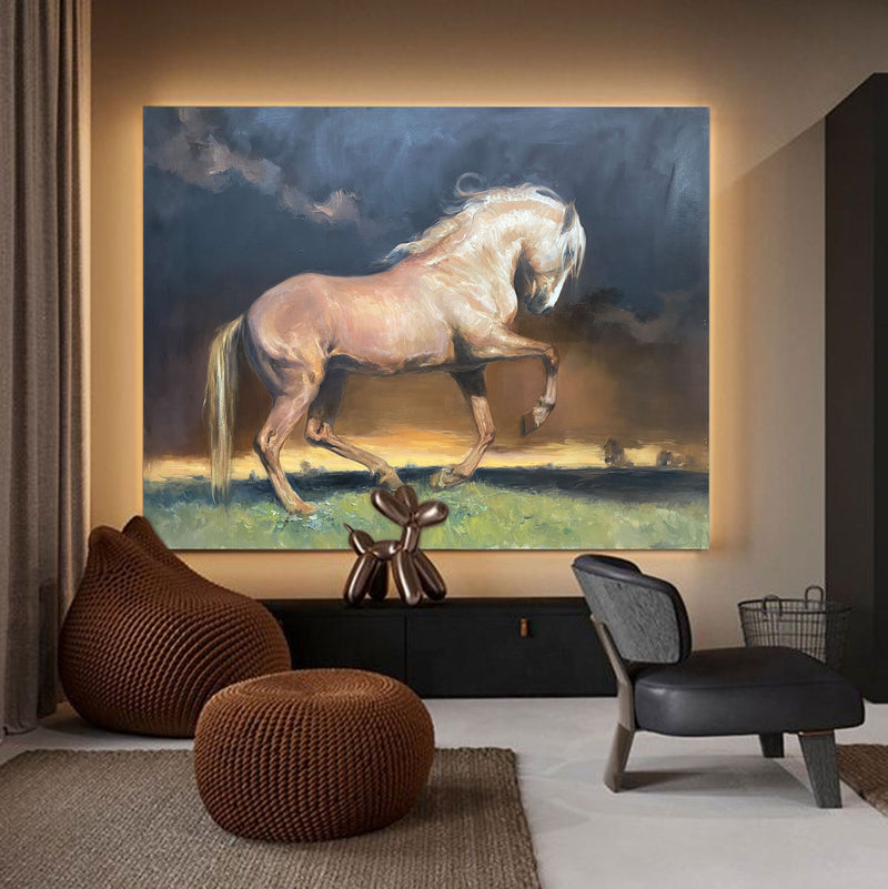 Brown Horse Painting On Canvas Large Horse Canvas Wall Art Original Brown Horse Art