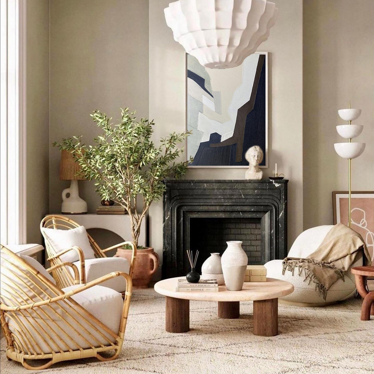 neutral abstract acrylic painting minimalist wall art canvas painting for living room