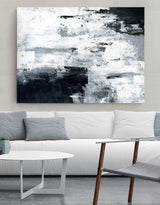 Large Abstract Original Painting Cyan Grey Painting Black White Painting Handmade Modern Art