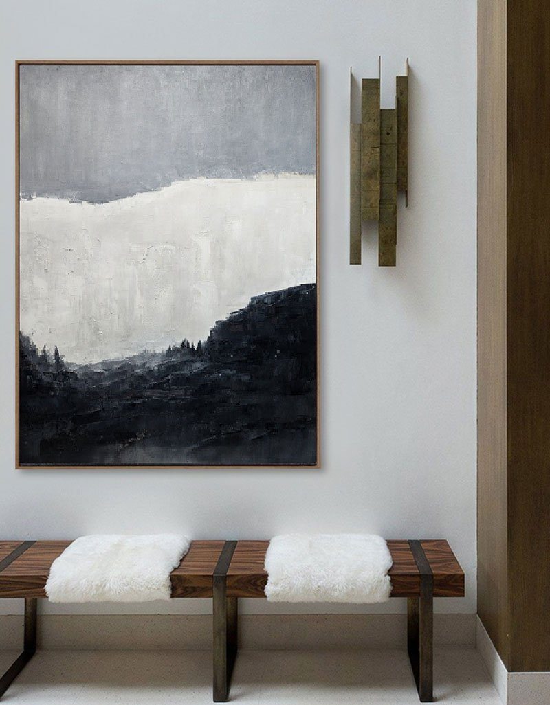 White Abstract Landscape Art #ABLV05