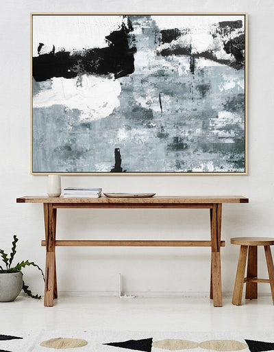 Large Abstract Canvas Art Oversized Black And White Abstract Art Framed