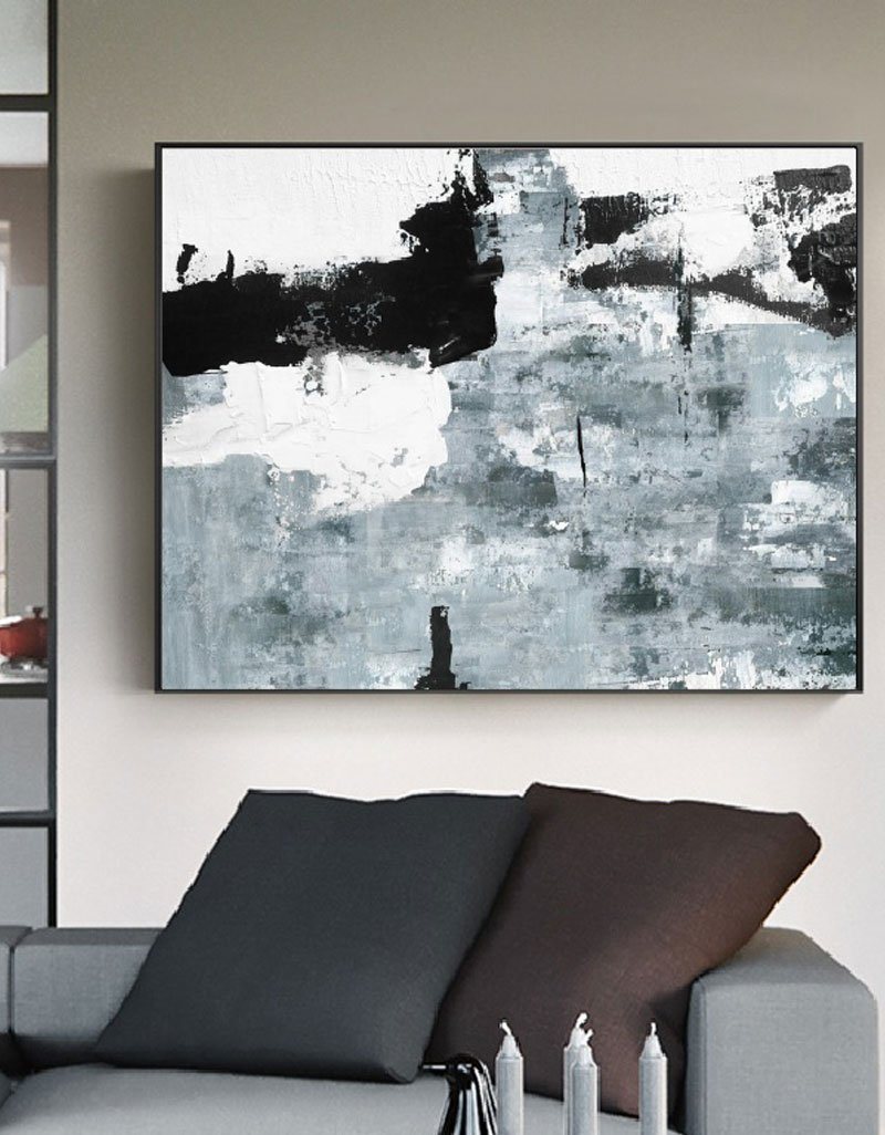 Large Abstract Canvas Art Oversized Black And White Abstract Art Framed