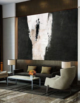 Black Abstract Art Oversized Modern Canvas Art Long Horizontal Wall Art