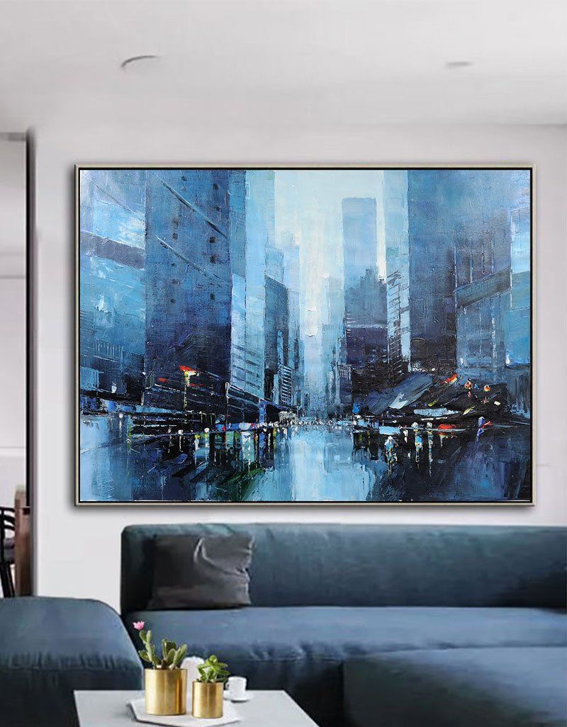 Abstract City Canvas Art Architecture Painting Modern Cityscape Art