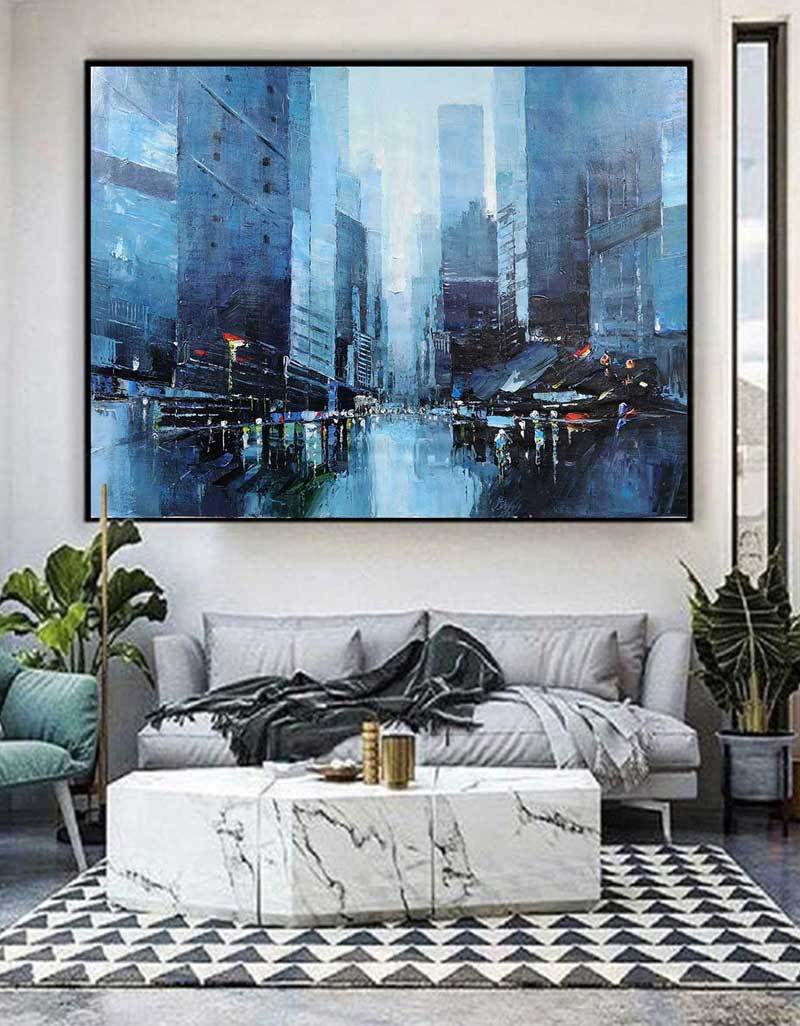 Abstract City Canvas Art Architecture Painting Modern Cityscape Art