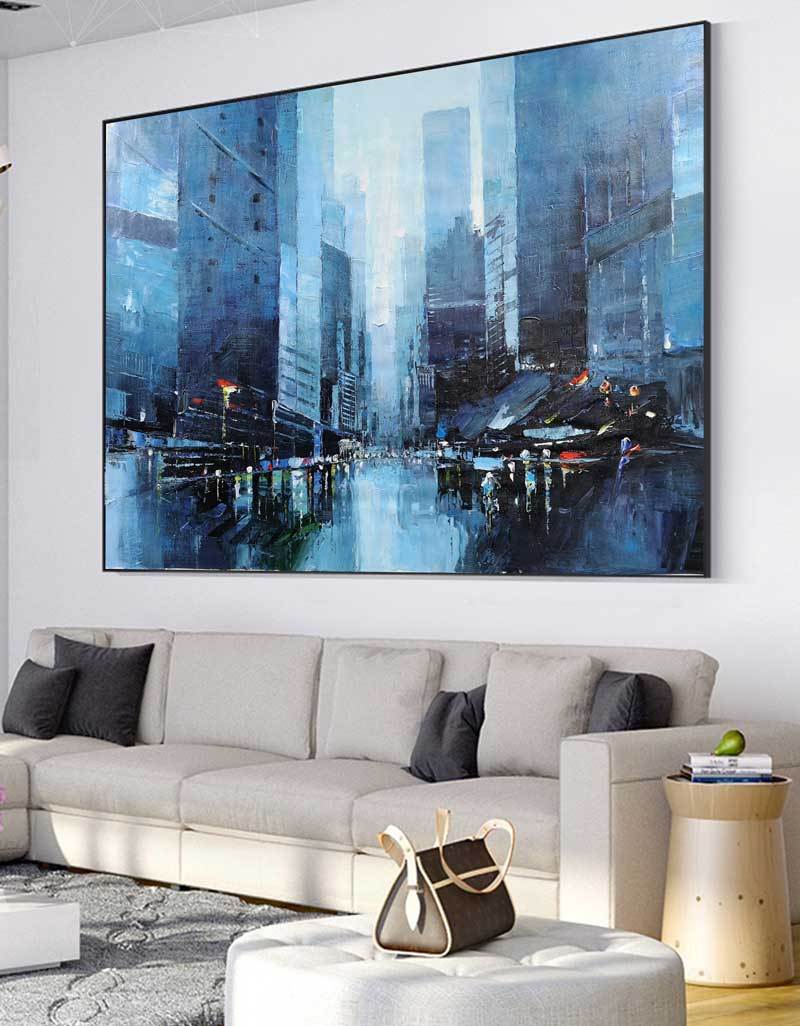 Abstract City Canvas Art Architecture Painting Modern Cityscape Art