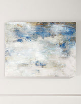 Blue And White Abstract Minimalist Art Horizontal Contemporary Abstract Painting