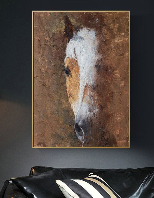 Abstract Horse portrait Painting Large Horse Artwork Modern Horse Canvas Wall Art