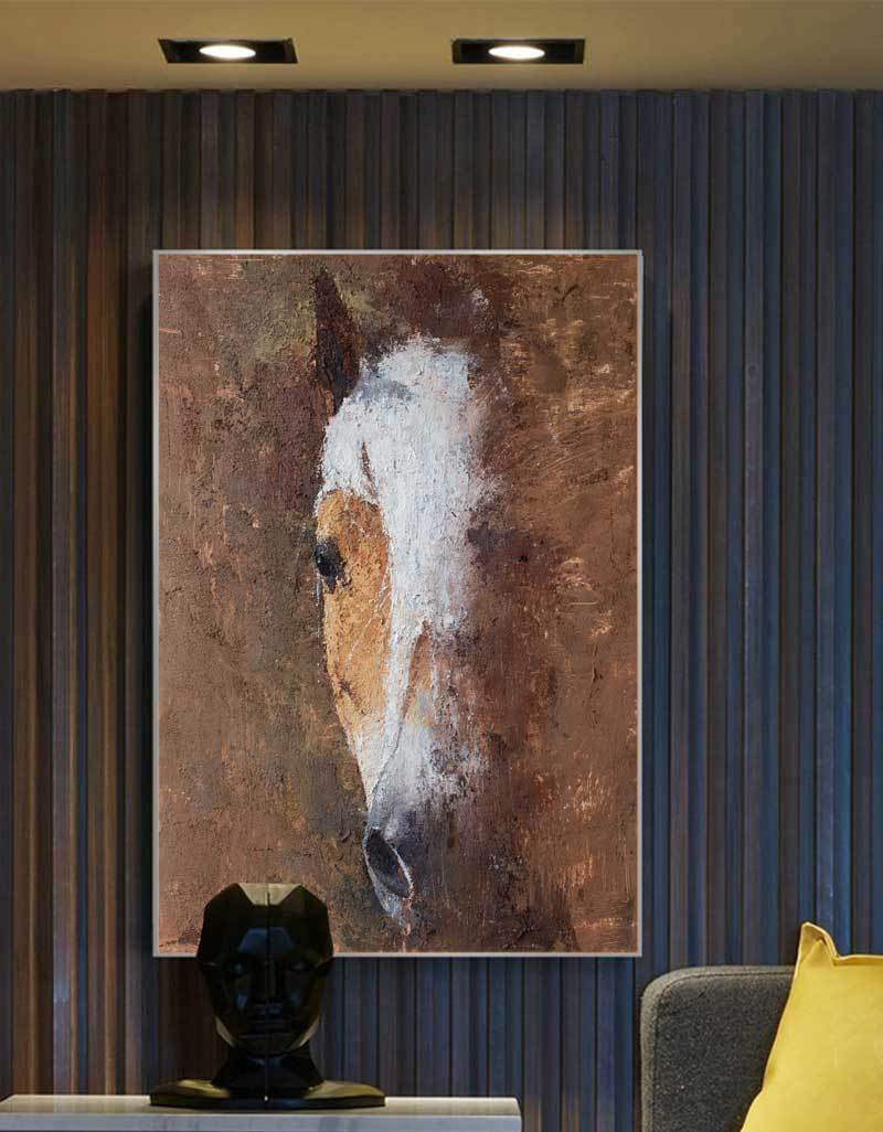 Abstract Horse portrait Painting Large Horse Artwork Modern Horse Canvas Wall Art