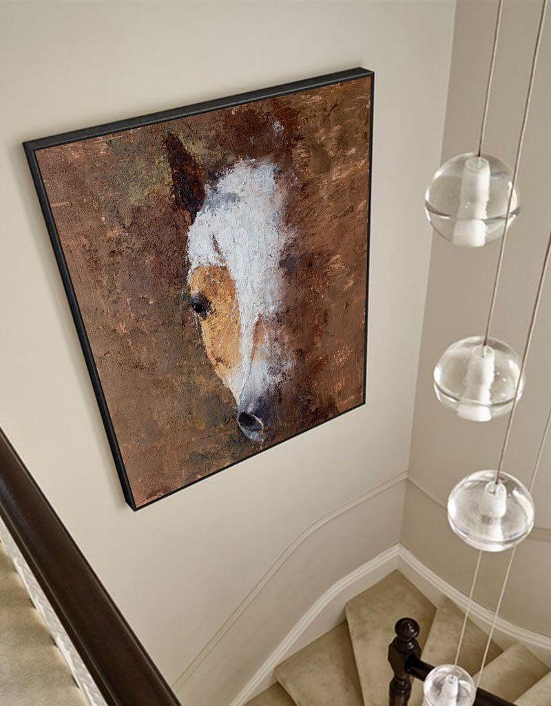 Abstract Horse portrait Painting Large Horse Artwork Modern Horse Canvas Wall Art