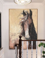 Large Abstract Horse Painting Brown Horse Painting Extra Large Textured Horse Art Oversized Horse Wall Art