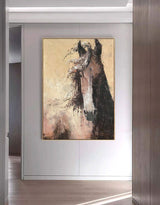 Large Abstract Horse Painting Brown Horse Painting Extra Large Textured Horse Art Oversized Horse Wall Art