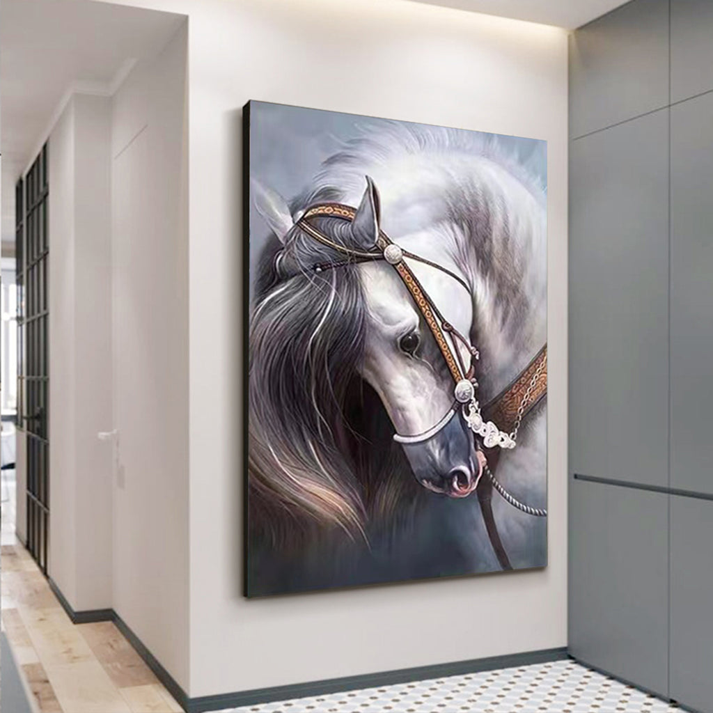 Modern Large White Horse Oil Painting Wild Horse Canvas Art Modern
