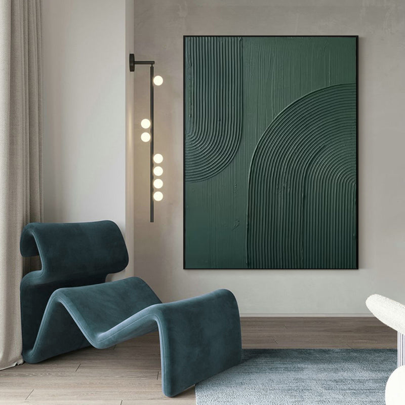 3D Green Minimalist Wall Art Rich Textured Abstract Artwork Acrylic Painting For Living Room