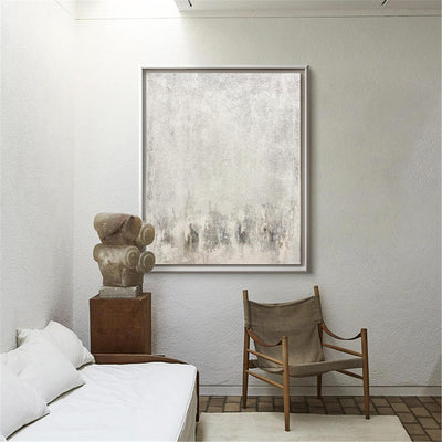 Gray And White Wall Art White Minimalist Painting On Canvas Large Canvas Art 