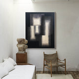 Black And Beige Painting Abstract Canvas Art Minimalist Wall Art Geometric Art| Artexplore