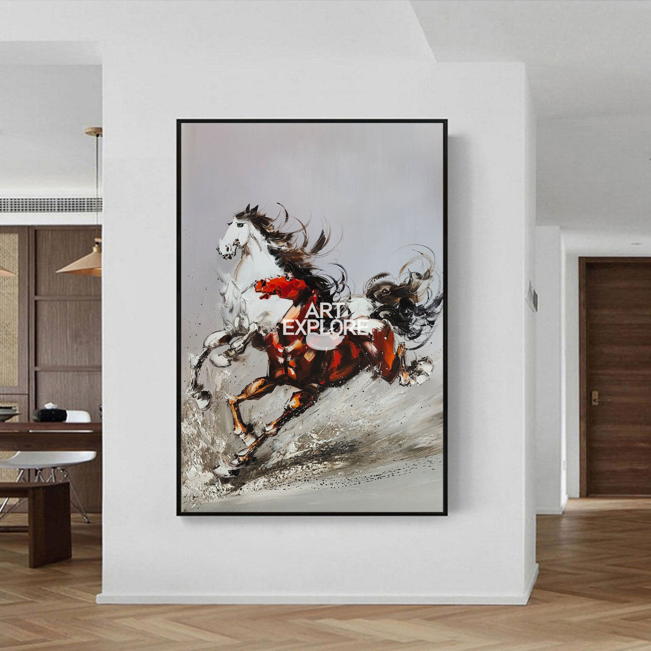 Rich Textured Running Horse Wall Art Modern Horse Textured Canvas Wall Art Horse Acrylic Painting For Sale