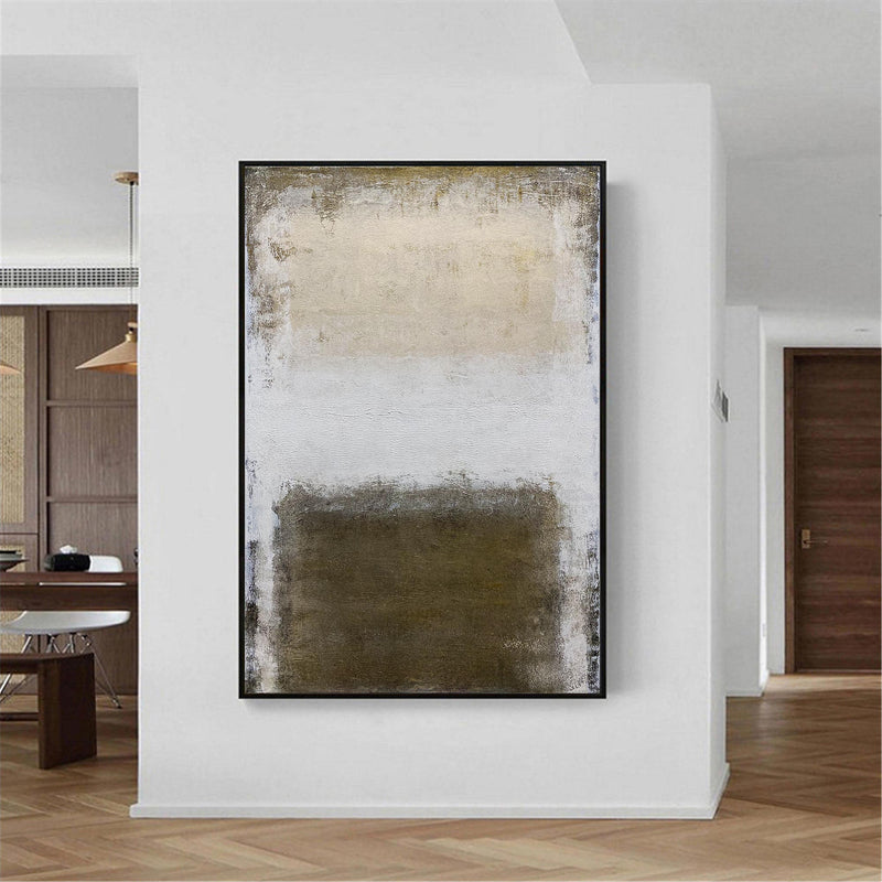 Blown And White Abstract Minimalist Acrylic Painting On Canvas Vertical Contemporary Minimalist Abstract Art