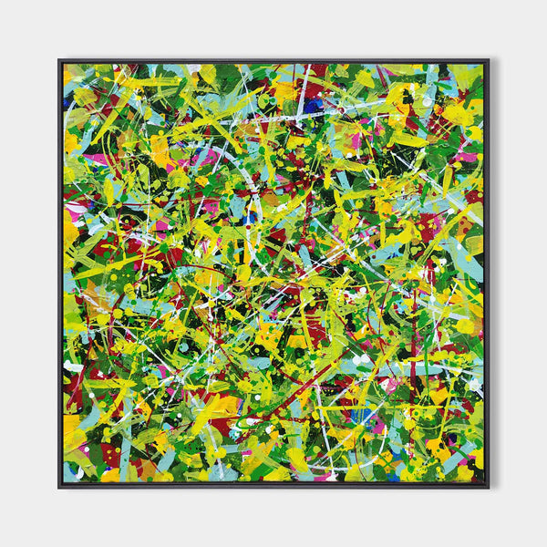 32'' X 32'' Modern Green Large Wall Art Abstract Square Paintings Artwork In Stock For Sale