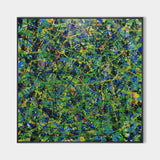 47'' X 47'' Modern Green Large Wall Art Abstract Square Paintings Artwork In Stock For Sale