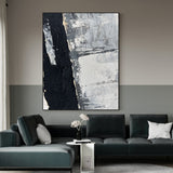 Black Grey Abstract Canvas Wall Art Large Abstract Art Black Grey Abstract Acrylic Painting For Sale