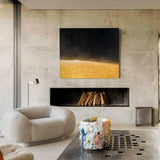 Modern Black And Gold Minimalist Wall Art Acrylic Painting Canvas Artworks For Wall Decor