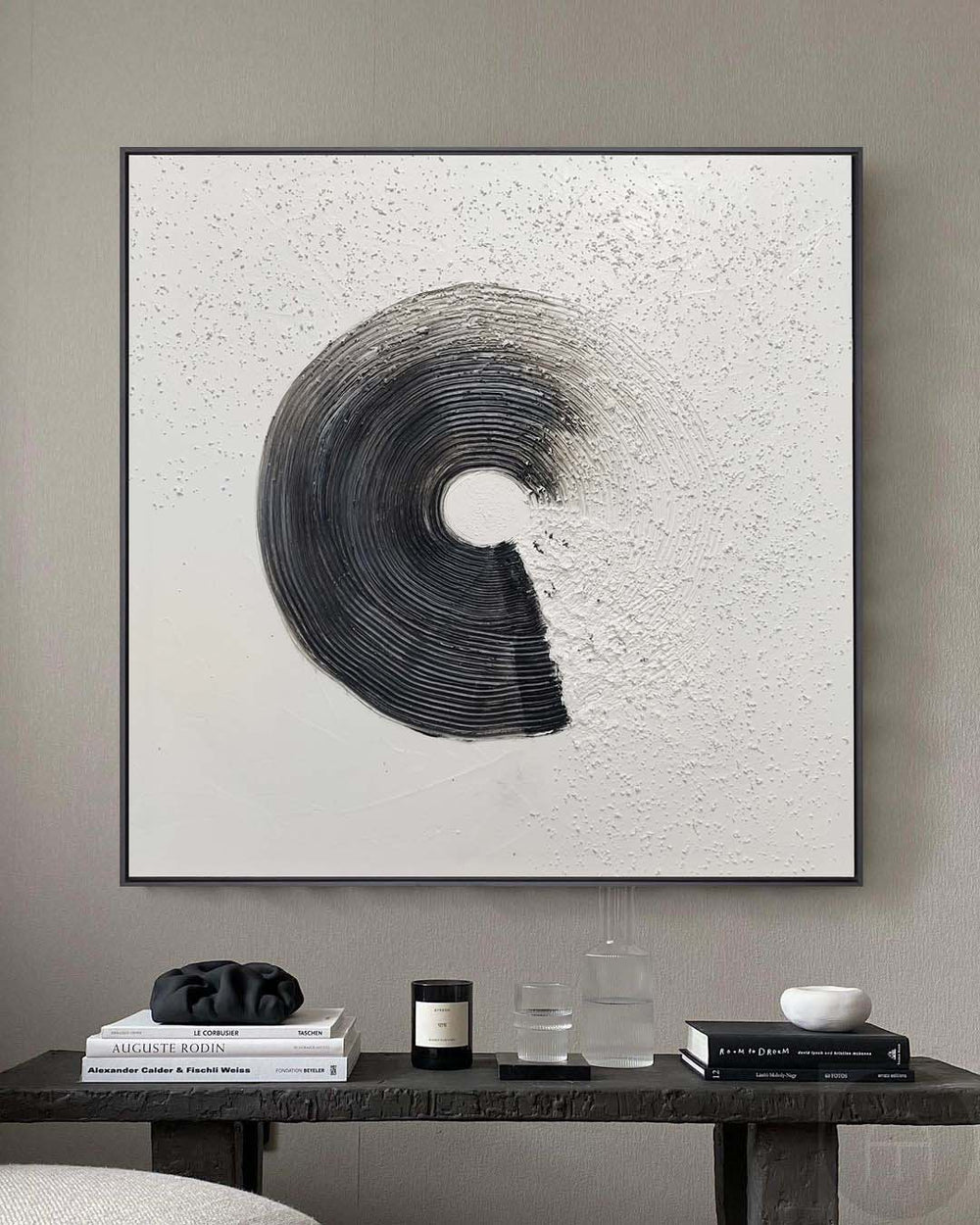 Black And White Abstract Art Painting Minimalist Wall Art Framed Canvas Art | Artexplore