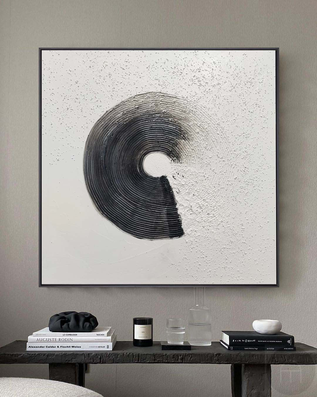 Black And White Abstract Art Painting Minimalist Wall Art Framed Canvas Art | Artexplore