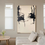 Contemporary Minimalist Art Painting Black And White Abstract Canvas Wall Art For Sale