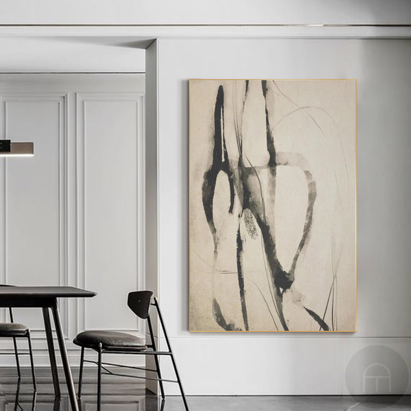 Minimalist Art Painting Black And White Abstract Wall Art Black Line Canvas Art | Artexplore
