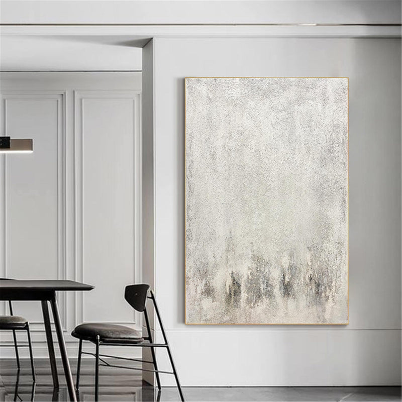 Gray And White Wall Art White Minimalist Painting On Canvas Large Canvas Art 