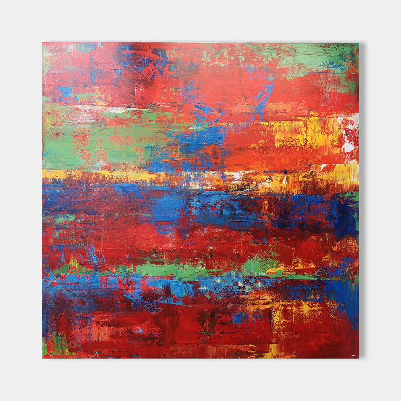 Red Abstract Canvas Wall Art 40 x 40 Canvas Painting For Living Room