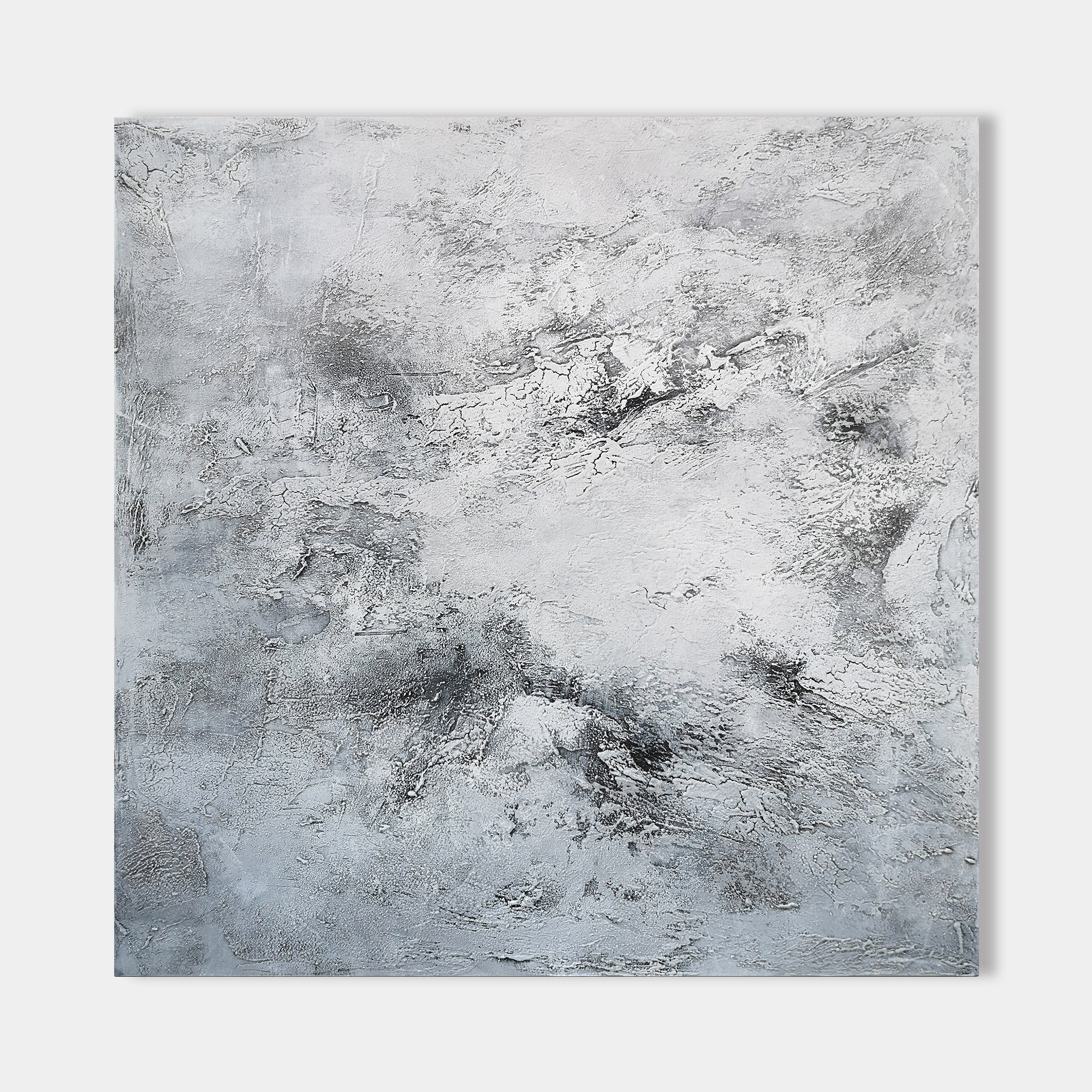40 x 40 White Abstract Art Palette Knife Art Modern Art For Living Room