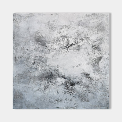 40 x 40 White Abstract Art Palette Knife Art Modern Art For Living Room