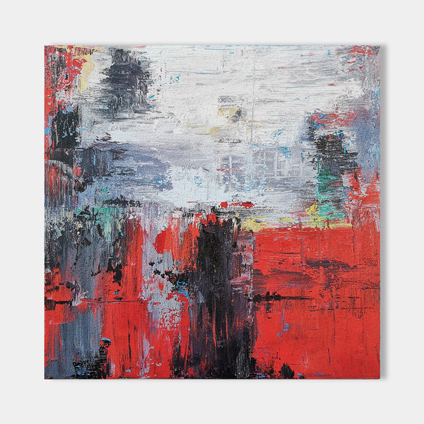 40 x 40 Squrae Red Abstract Art Contemporary Abstract Art For Sale