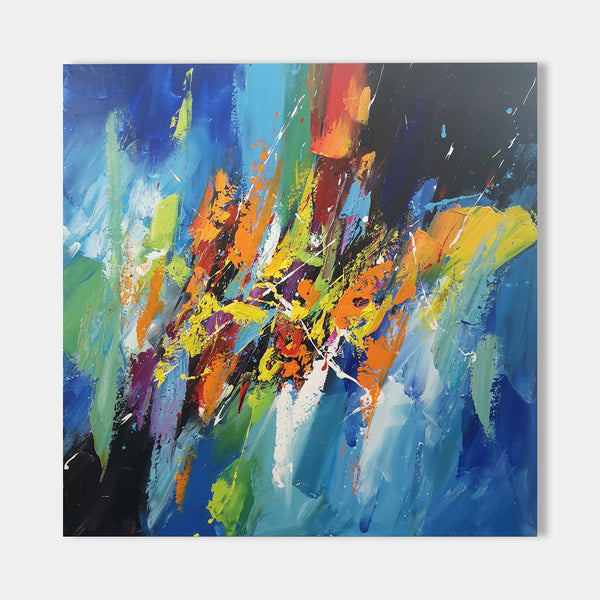 Abstract Wall Decor Contemporary Canvas Art Multicolor Painting For Home 40 x 40