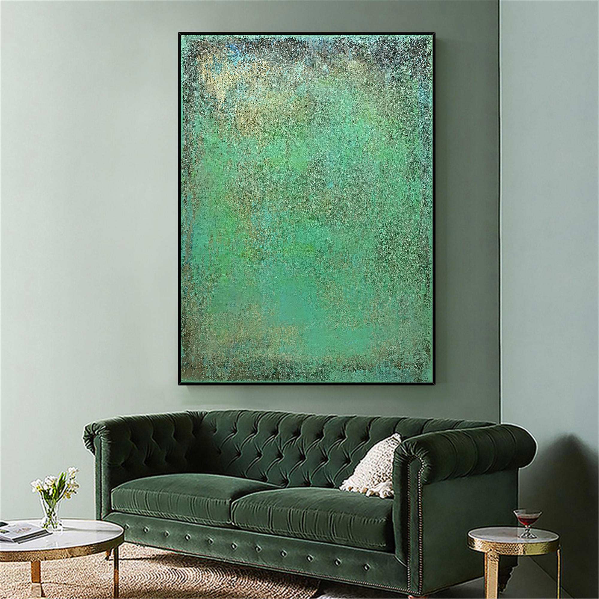 Abstract Green Canvas Painting Large Original Acrylic Abstract Canvas Art Modern Abstract Painting 