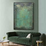 Large Green Acrylic Painting On Canvas Oversized Textured Modern Abstract Art Framed Canvas Art for Sale