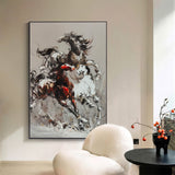 Running Horses Oil Painting Heavy Textured Horses Canvas Art Large Wild Horses Wall Art For Sale