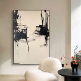 Contemporary Minimalist Art Painting Black And White Abstract Canvas Wall Art For Sale