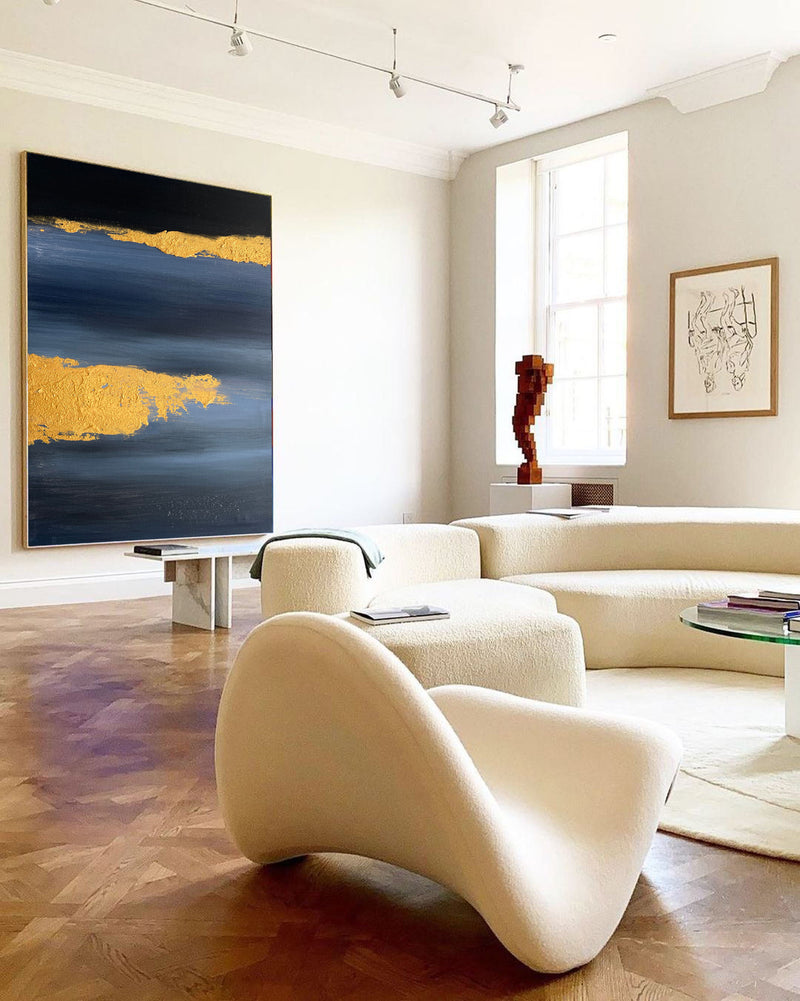 Large Black Abstract Painting Minimalist Acrylic Painting Minimalist Canvas Wall Art For Sale