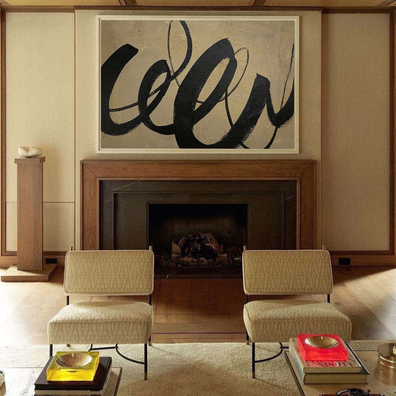 Large Black And Brown Wall Art Abstract Canvas Wall Art Acrylic Painting For Living Room