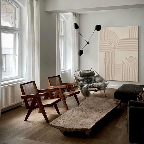  Beige Rich Textured Painting Modern Abstract Art Minimalist Artworks Large Acrylic Abstract Painting For Livingroom
