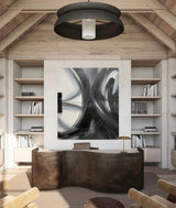 Modern Abstract Wall Art Large Acrylic Painting Black And Grey Line Abstract Painting For Livingroom