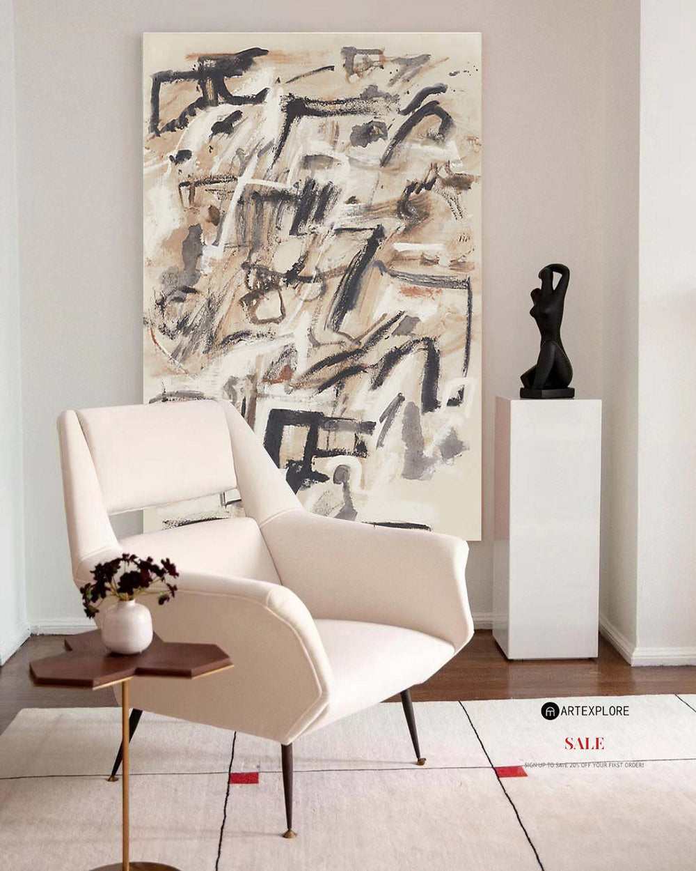 Beige Painting Beige Canvas Art Abstract Painting Beige Minimalist Abstract Wabi-sabi Painting